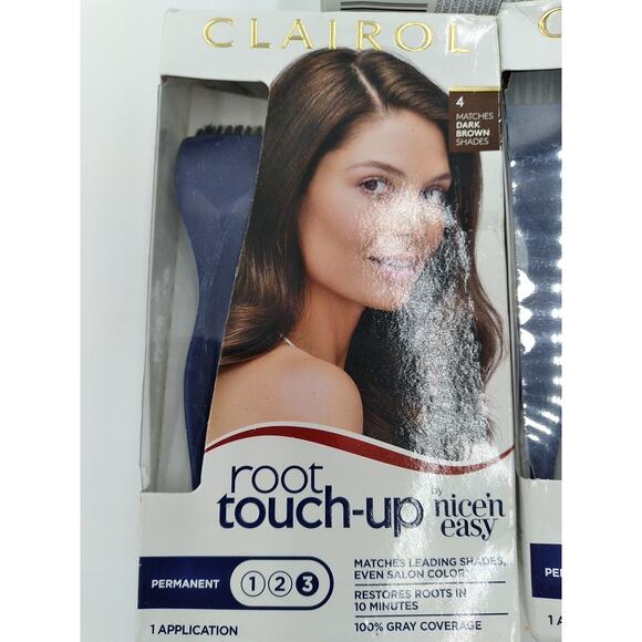 (3) Pack Clairol Nice N Easy Root Touch-Up Kit Hair Color 4 Dark Brown Shades - Picture 2 of 5